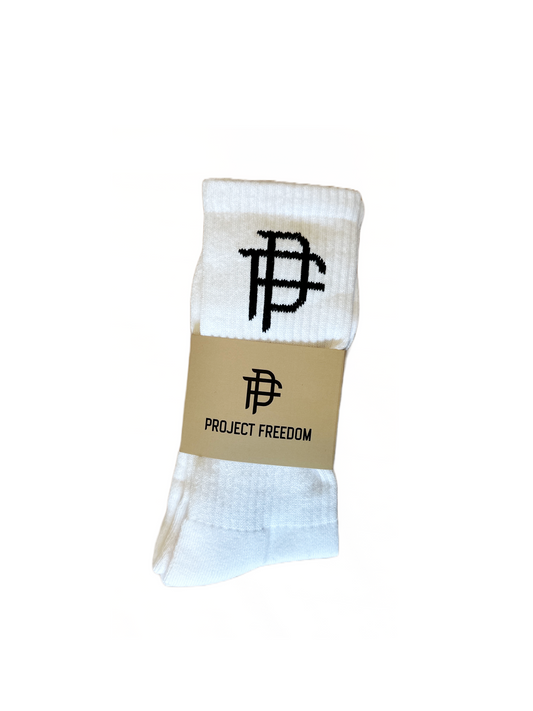 PF Athlete Sock - White - Project Freedom Clothing 