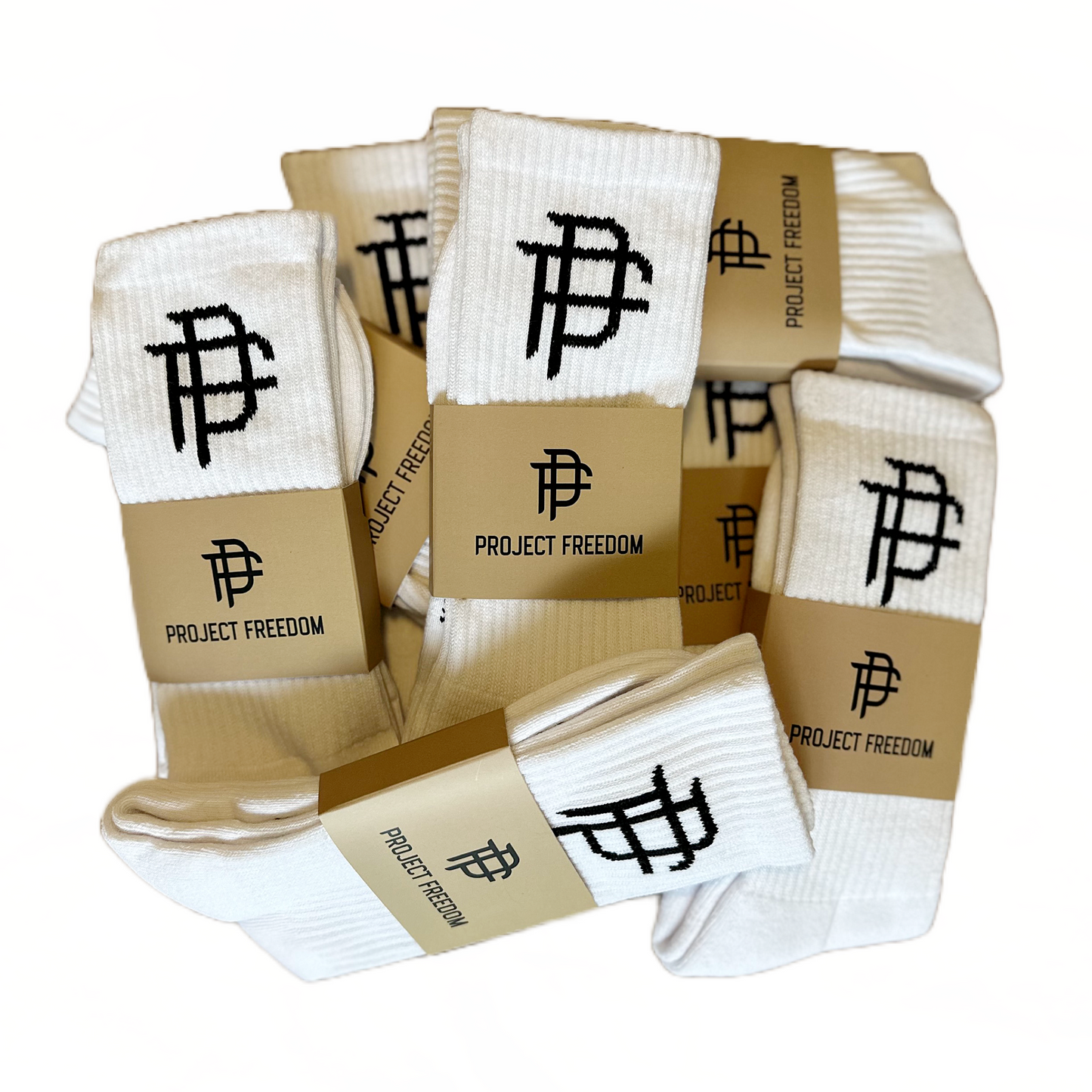 PF Athlete Sock - White - Project Freedom Clothing 